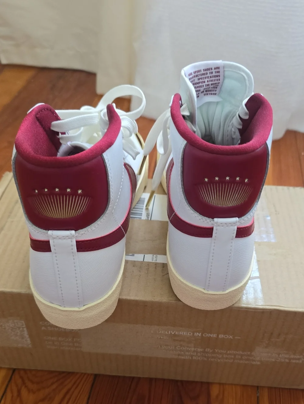 Nike Women's White & Burgundy High-Top Sneakers